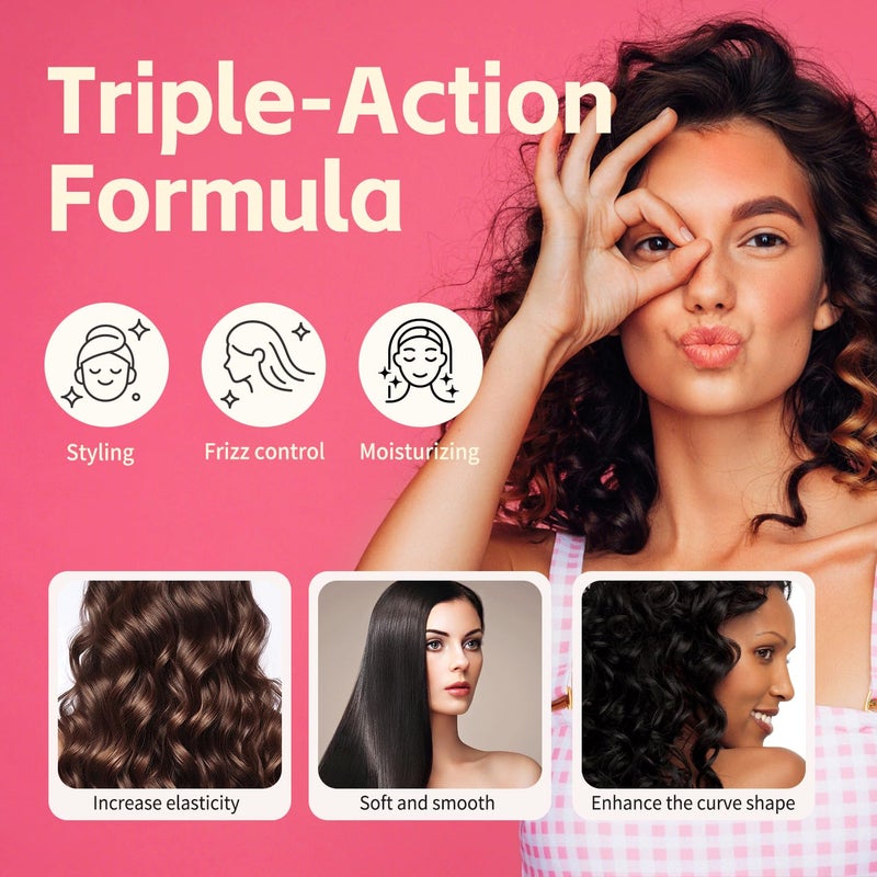 FUNAN 3-in-1 Hair Styling Cream Non-Greasy, for Flyaways Curl Defining & Shine, with Slick Back Boar Bristle Brush Creates Smooth Styles and Defines Curls, for Women & Kids - Image 3